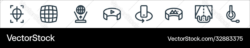 Virtual reality line icons linear set quality Virtual reality line icons linear set quality vector image