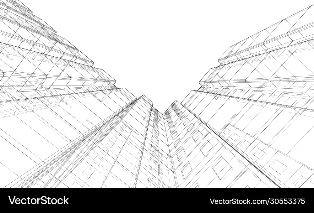 Wire-frame model a multi-storey building Wire-frame model a multi-storey building vector image