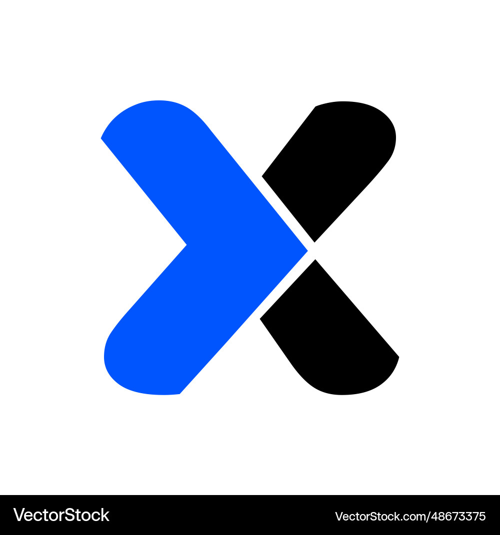 X Markenname-Symbol mit blauer und schwarzer Farbe X Markenname-Symbol mit blauer und schwarzer Farbe vektorbild