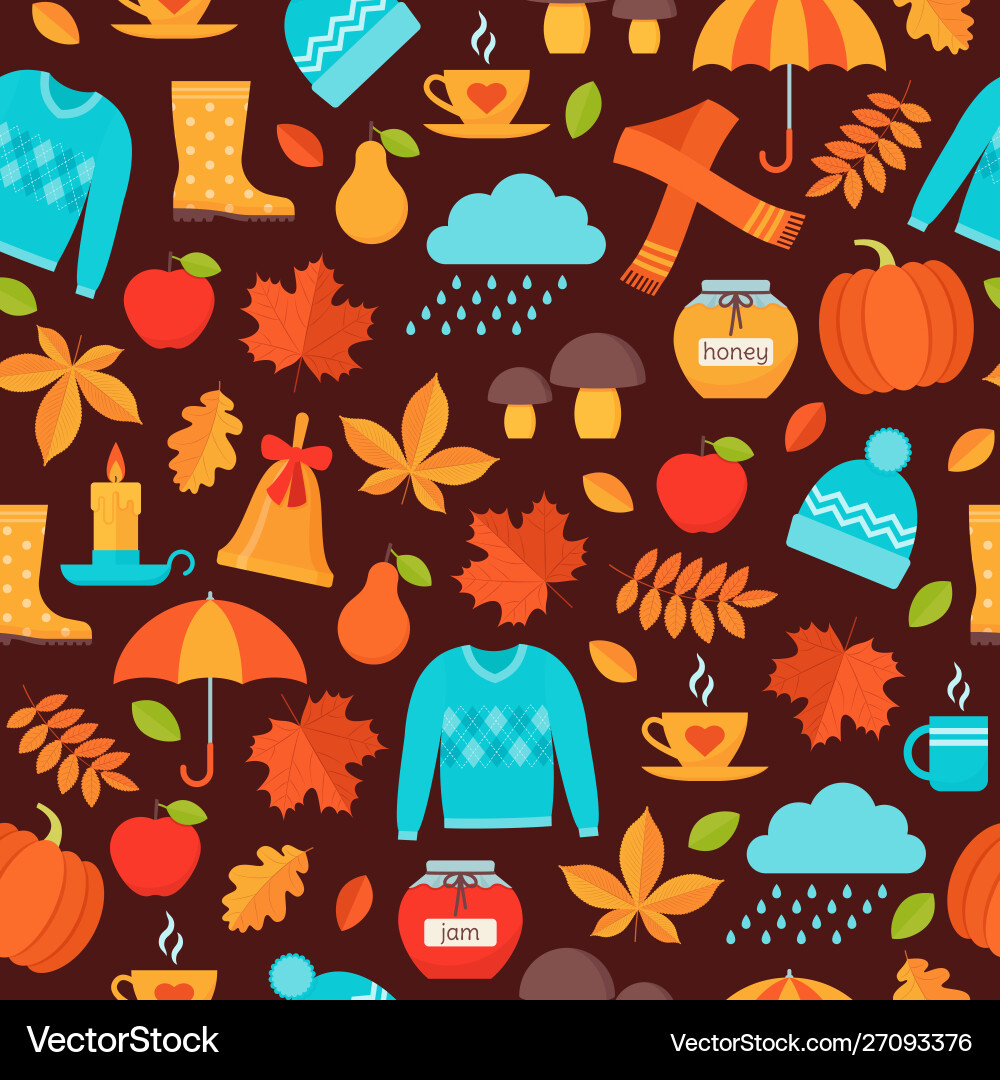 Autumn seamless pattern background with fall Autumn seamless pattern background with fall vector image