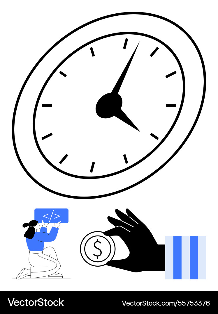 Clock representing time management programmer Clock representing time management programmer vector image