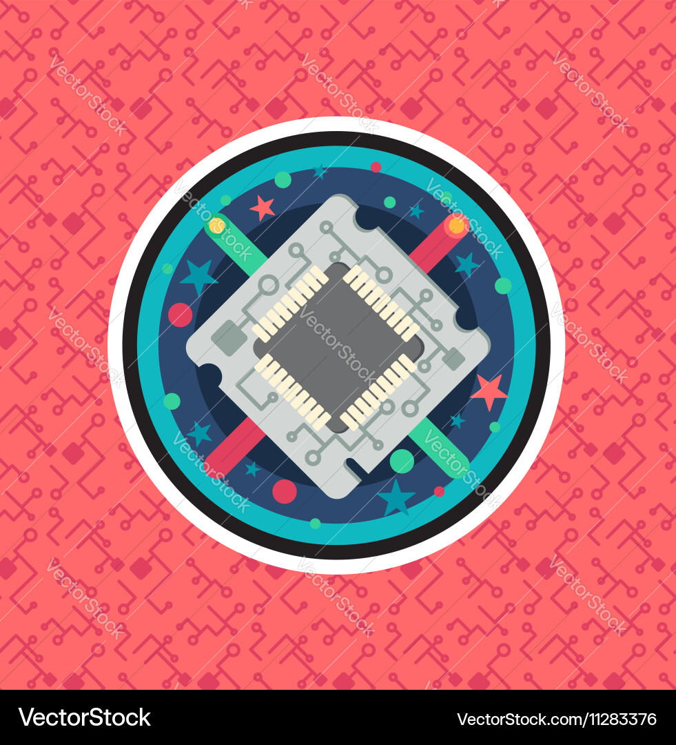 Computer processor chip vector image