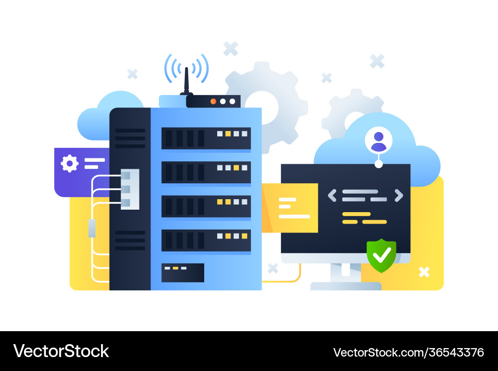 Computer system using for tuning cloud servers Vector Image
