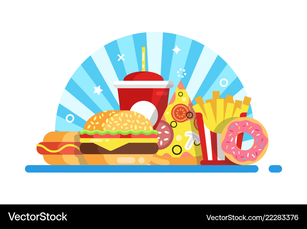 Fast food set composition vector image