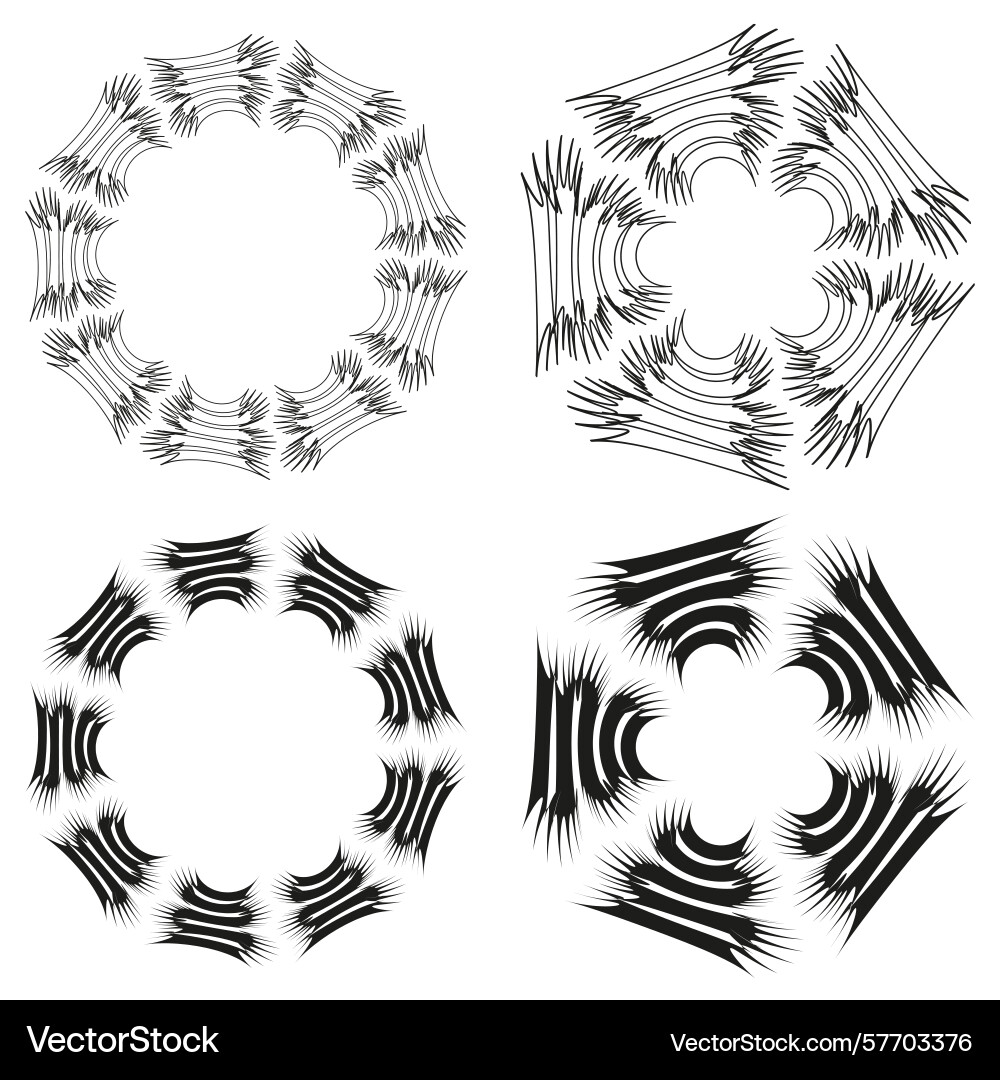 Geometric shape patterns curved stripe outlines Geometric shape patterns curved stripe outlines vector image