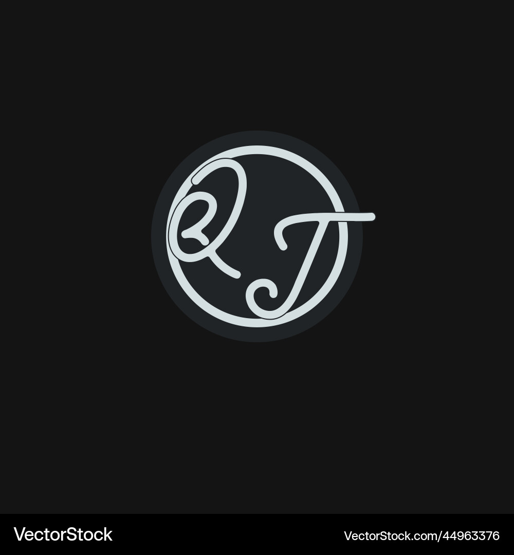 Initials qt logo monogram with simple circle line vector image