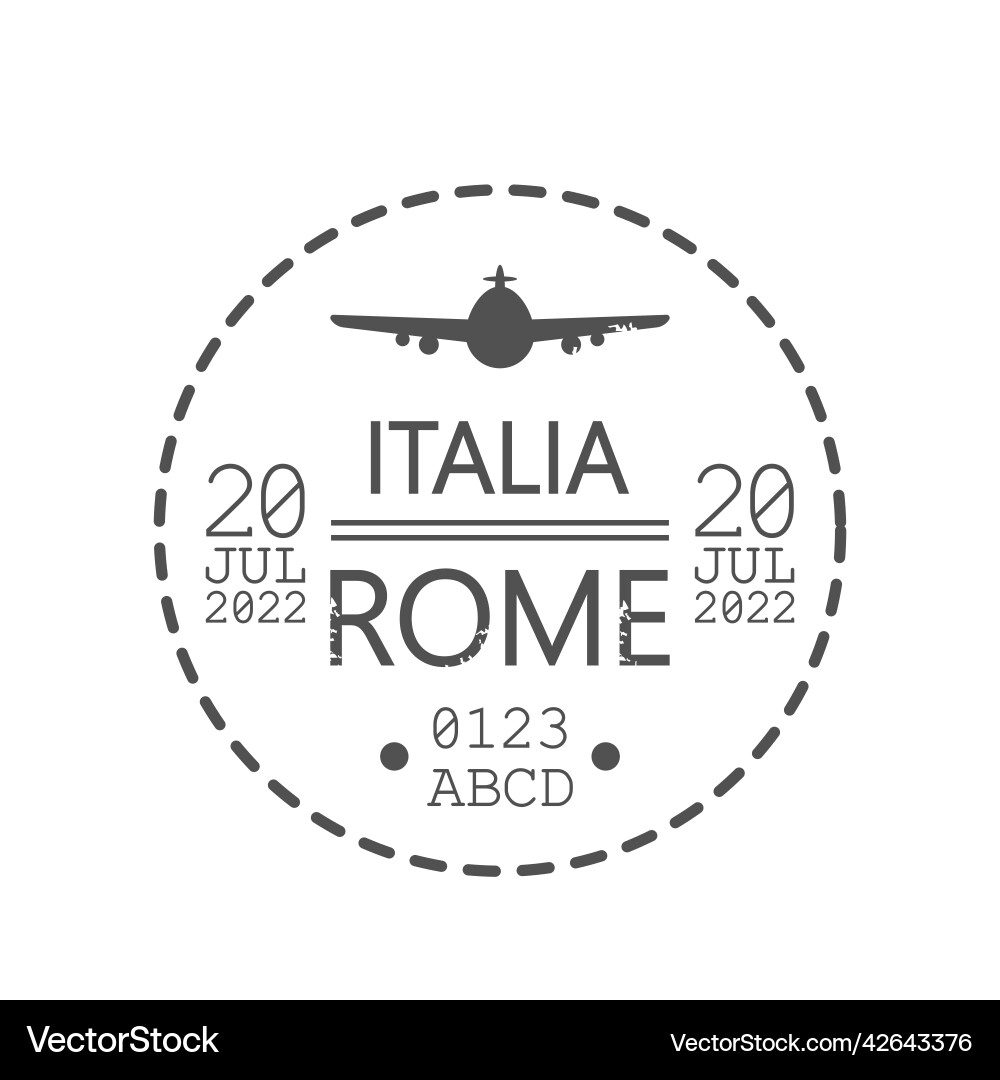 Italien rome Flughafen Bestimmungsort Stempel Reisepass Italien rome Flughafen Bestimmungsort Stempel Reisepass vektorbild