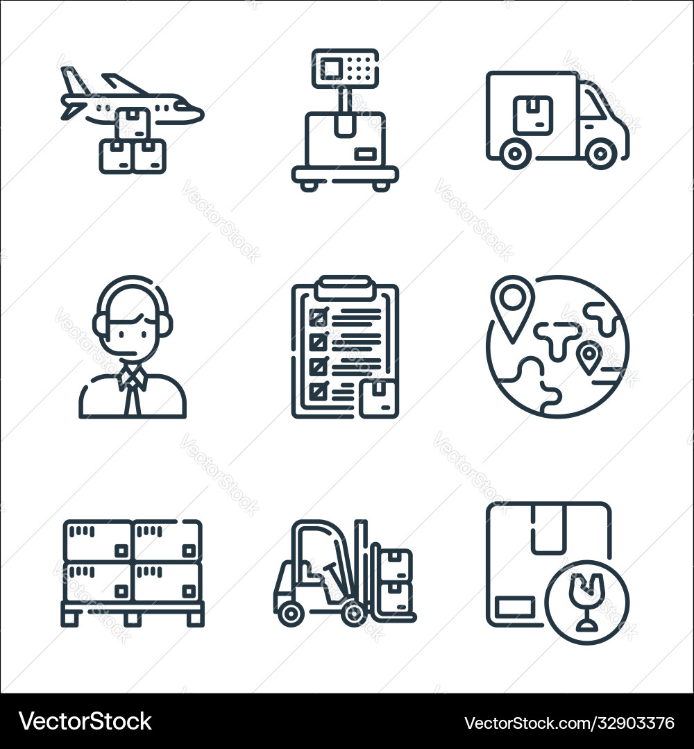 Logistic and delivery line icons linear set Logistic and delivery line icons linear set vector image