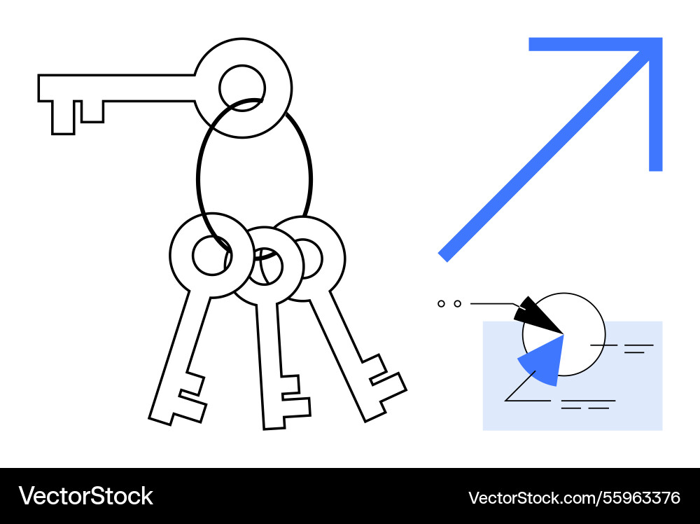 Minimalist keys growth arrow and analytics chart Vector Image