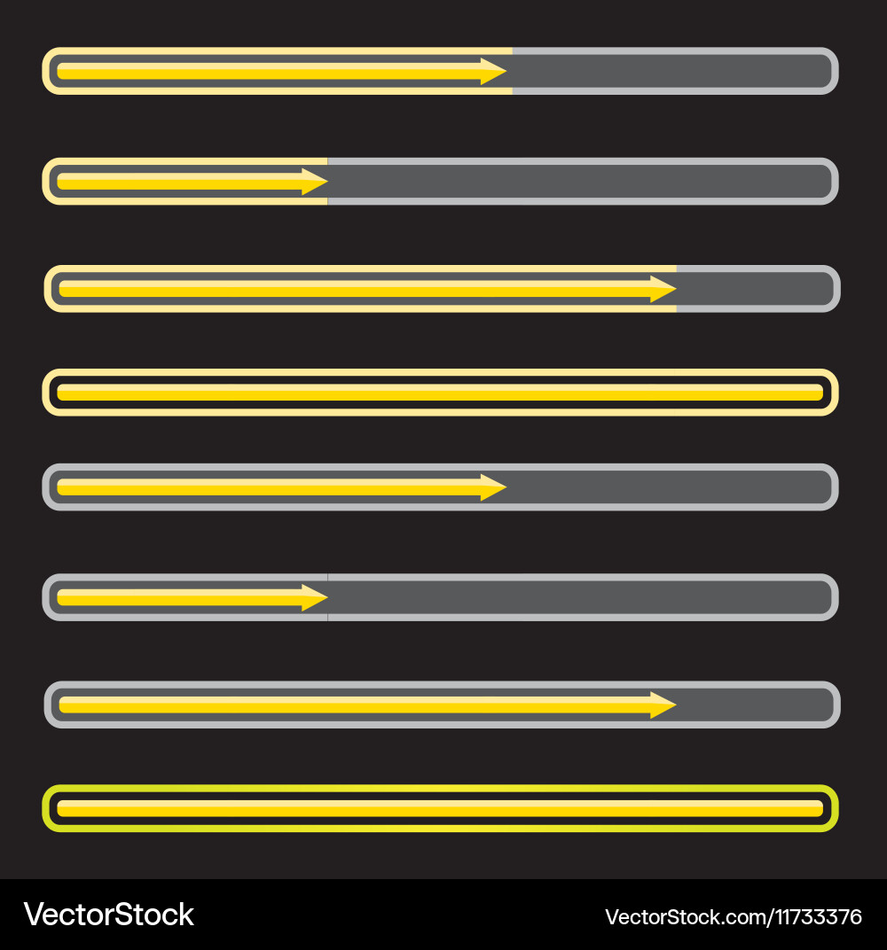 Orange preloaders and progress loading bars vector image
