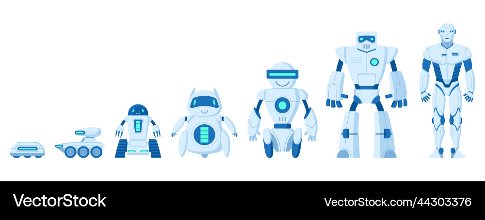 Robot Evolution: From Simple to Advanced vector image