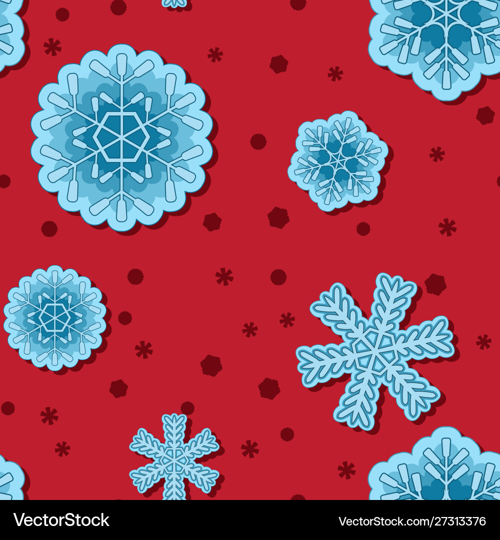 Seamless snowflake background on red isolated Seamless snowflake background on red isolated vector image