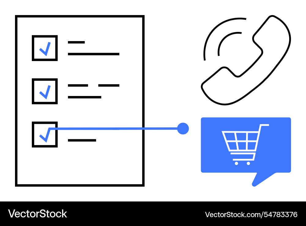 Task checklist phone message and e-commerce cart Task checklist phone message and e-commerce cart vector image
