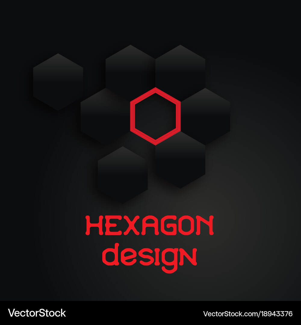Tech geometric black background with hexagon Vector Image