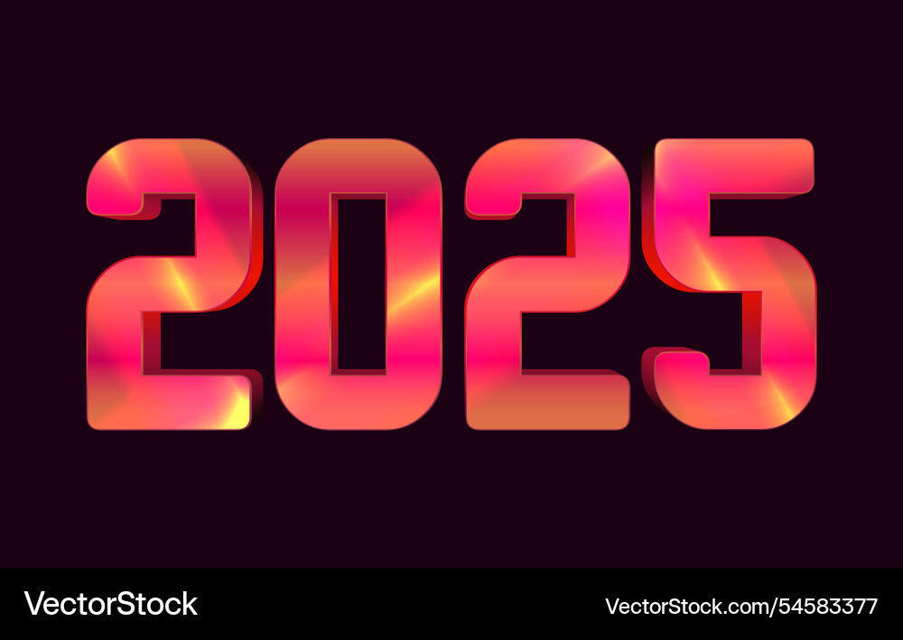 2025 happy new year realistic text effect design Vector Image