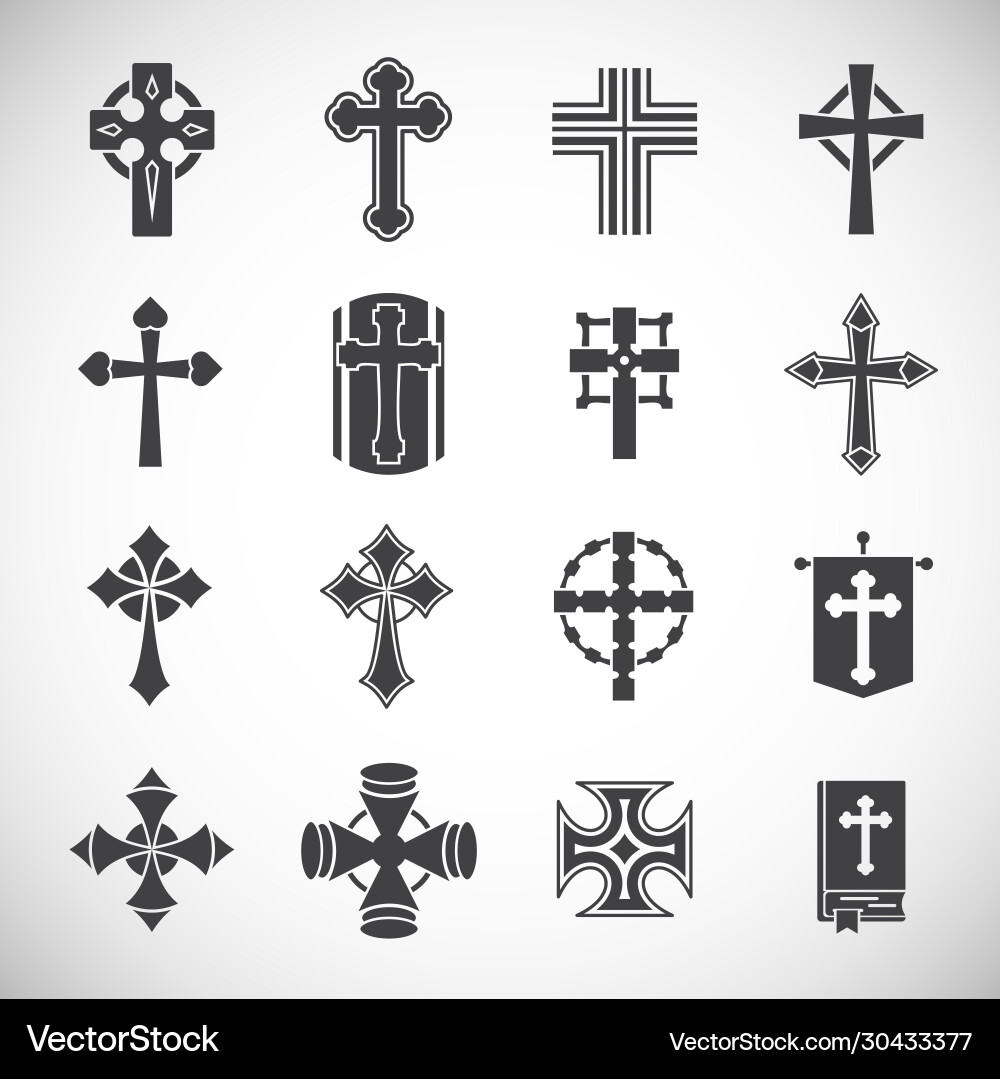 Cross icons set on background for graphic and web Vector Image