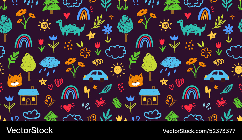 Cute kid flower child element seamless pattern Cute kid flower child element seamless pattern vector image