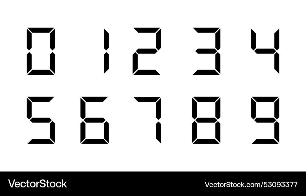 Digital clock numbers Digital clock numbers Vector Image