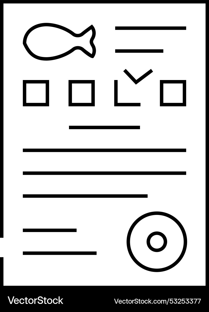 Documentation fish line icon Documentation fish line icon Vector Image