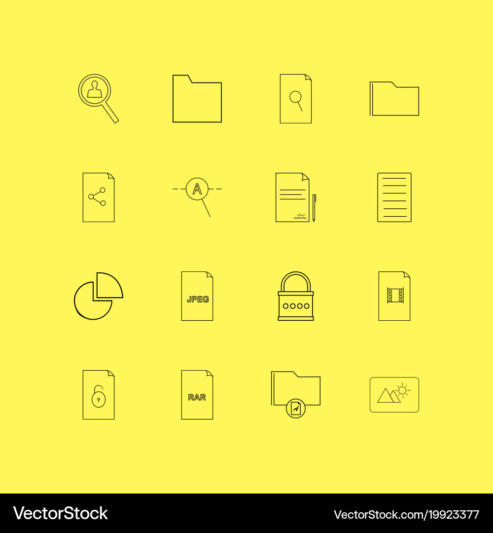 Files and folders linear icon set simple outline vector image