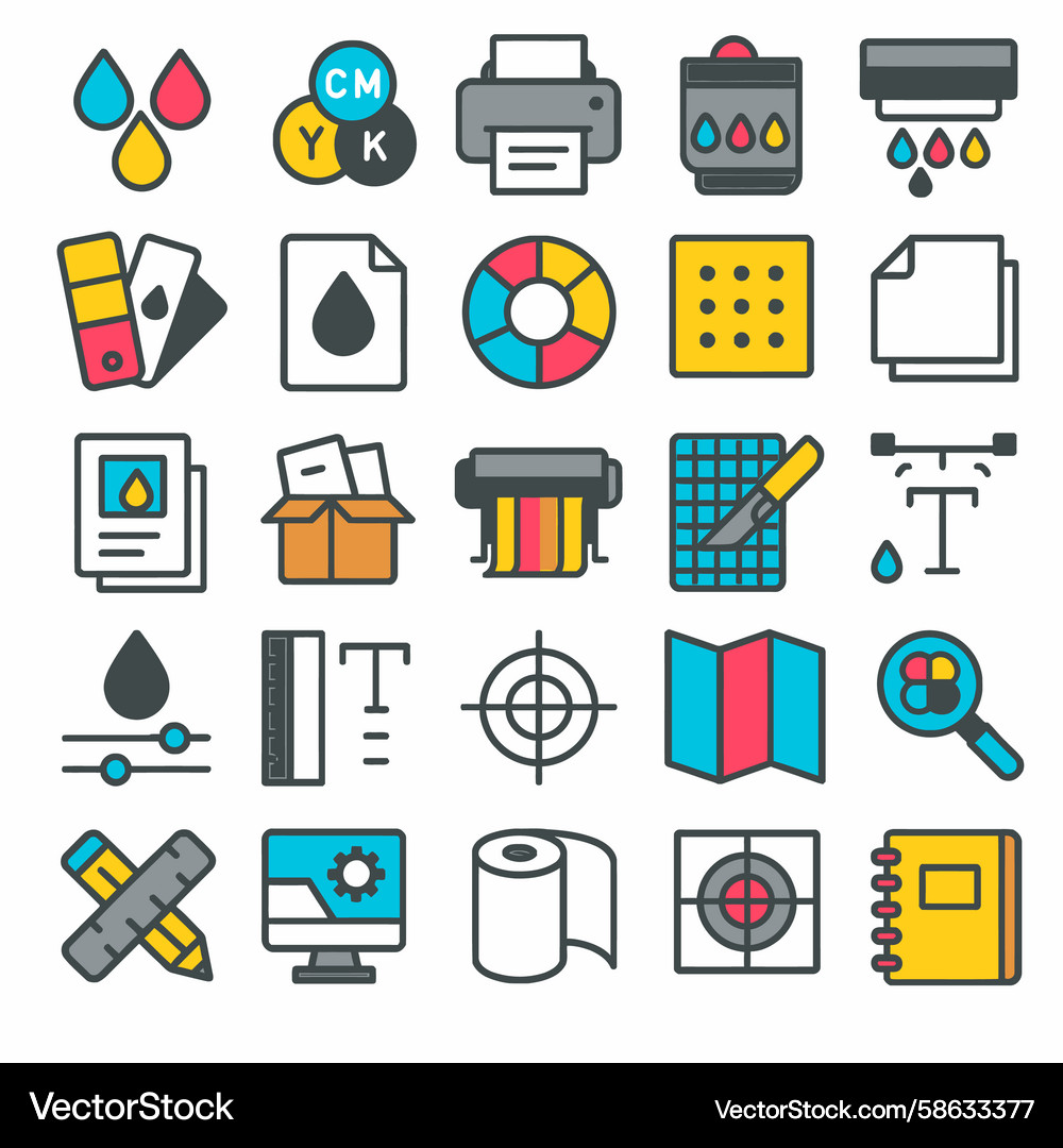 Print & Layout Icons Vector Image