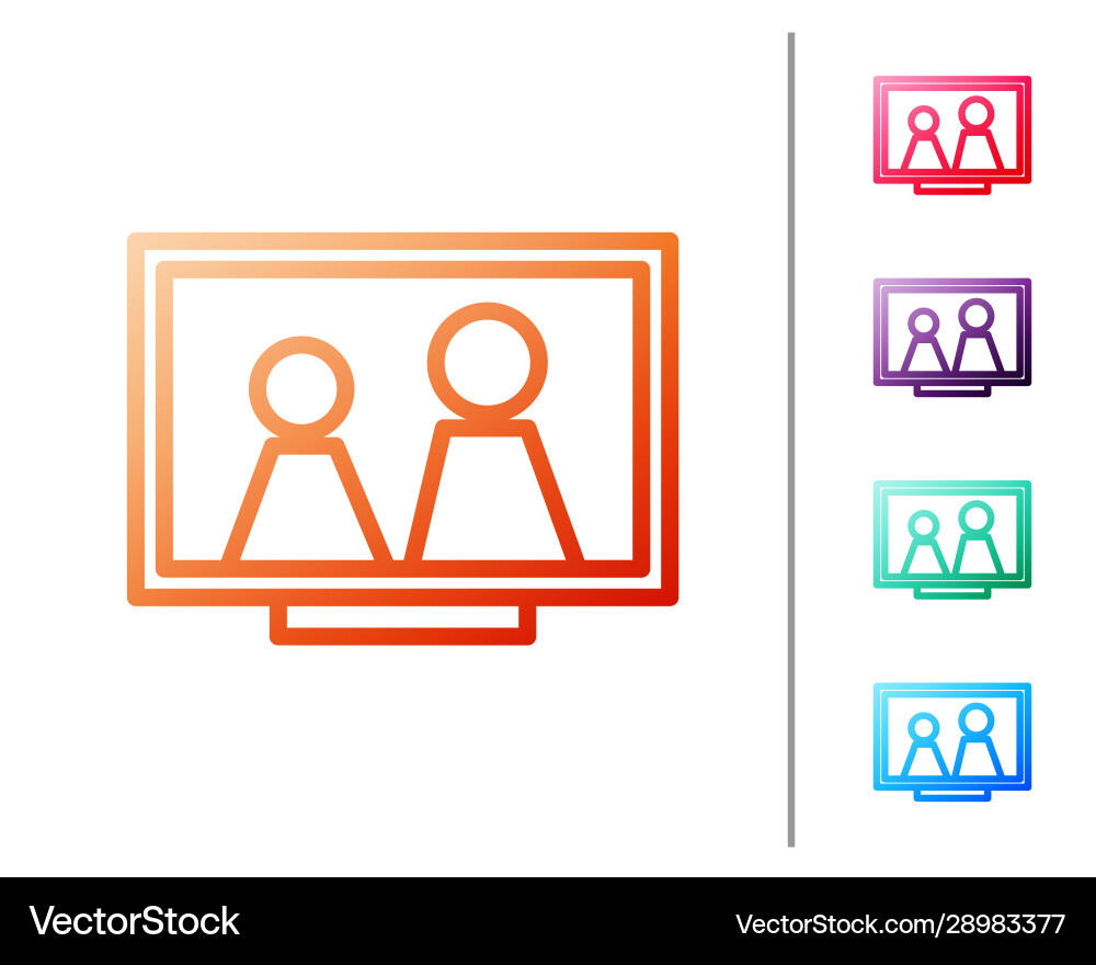 Red line picture frame on table icon isolated Red line picture frame on table icon isolated vector image