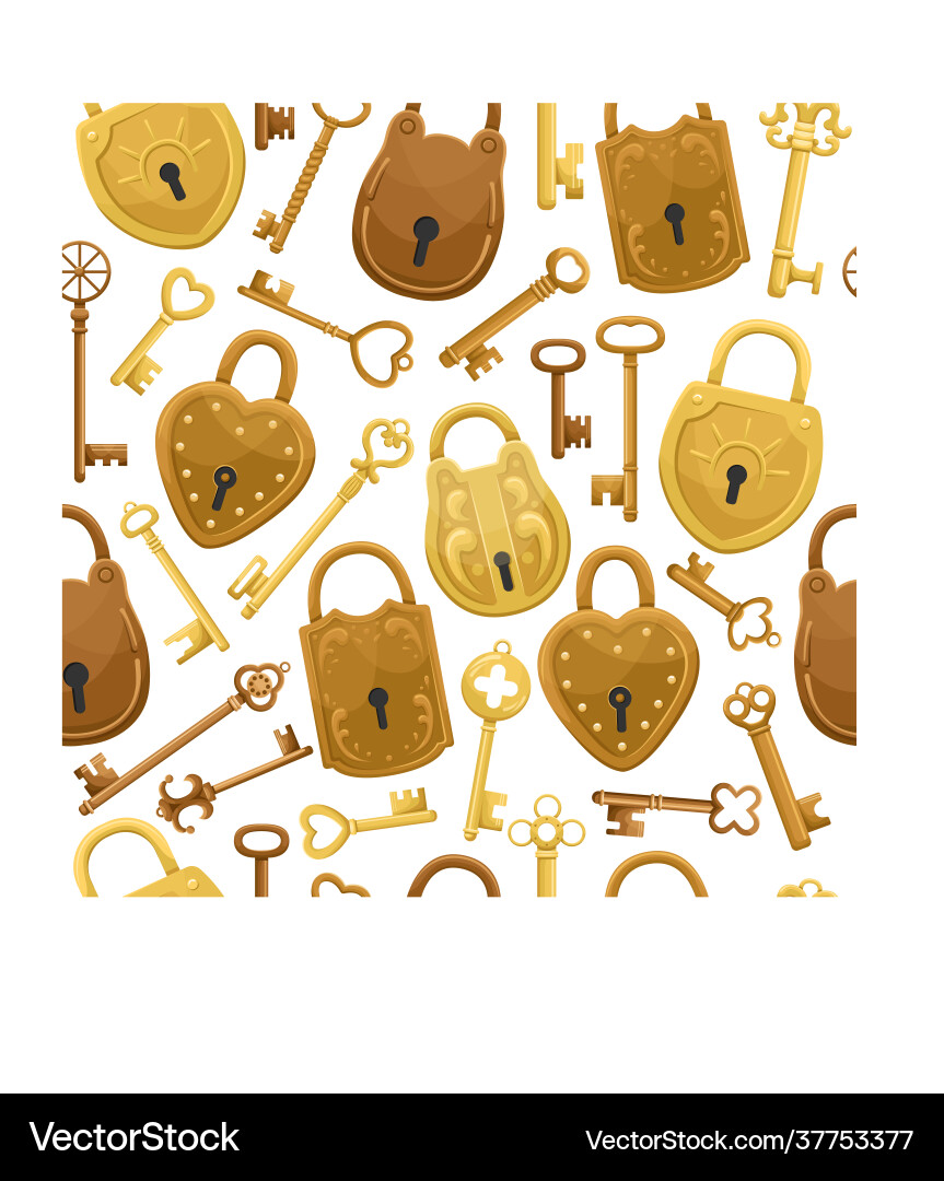 Seamless pattern with retro keys and locks Seamless pattern with retro keys and locks vector image