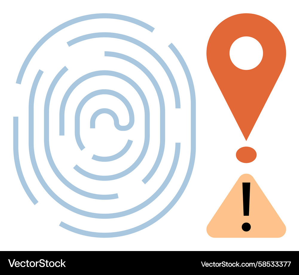 Security Fingerprint with Alert Vector Image