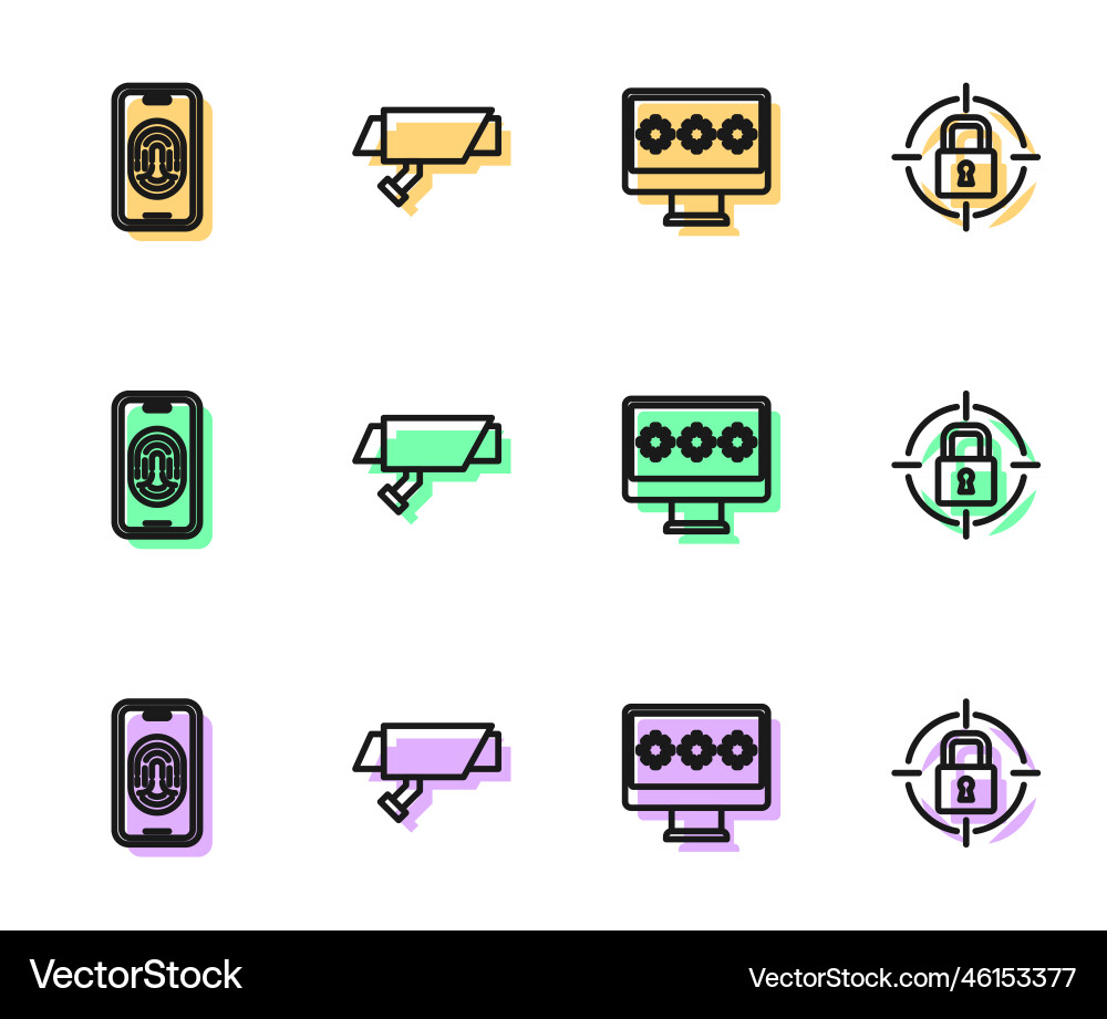 Set line monitor with password mobile fingerprint Set line monitor with password mobile fingerprint Vector Image