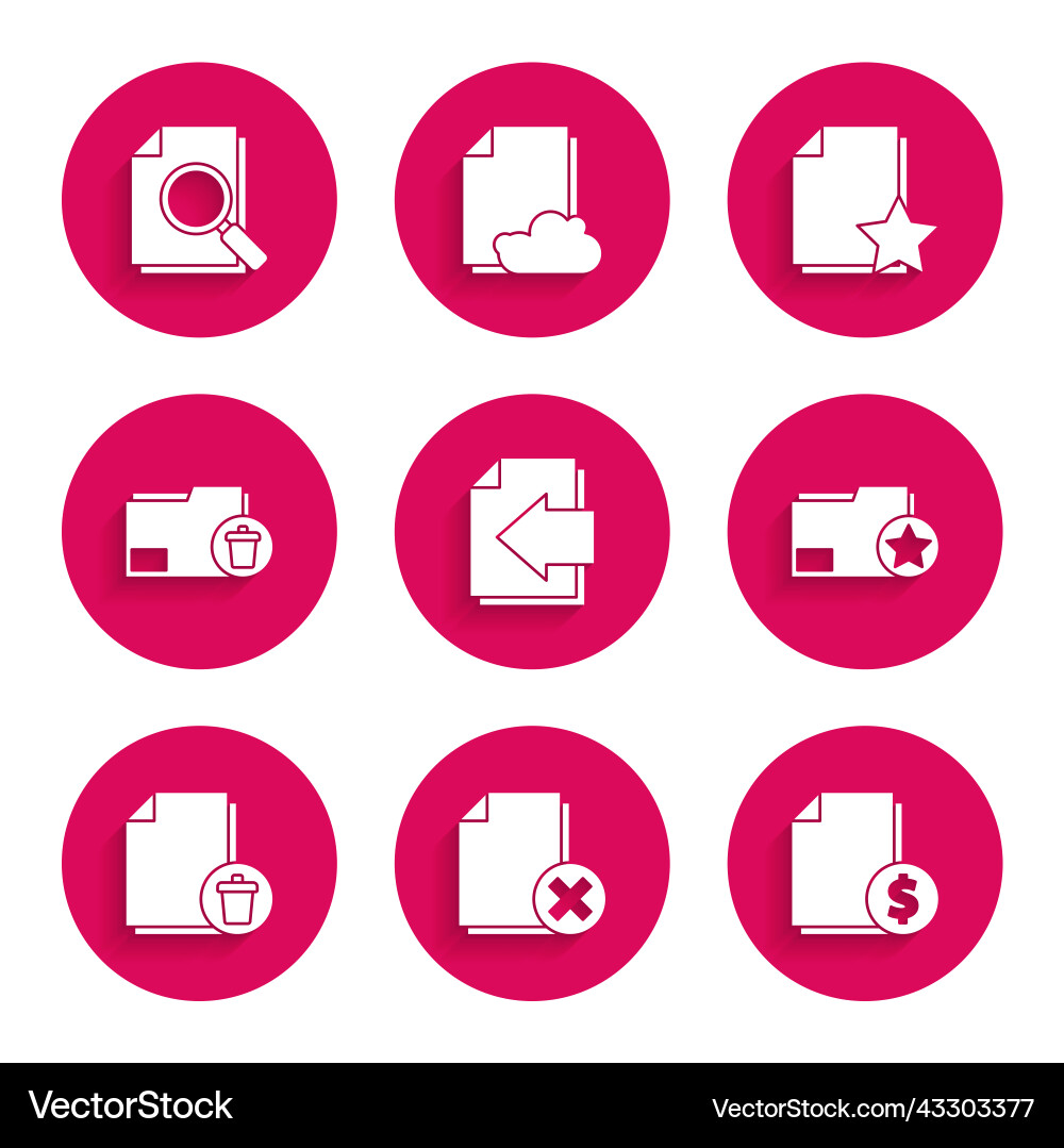 Set next page arrow delete file document finance Set next page arrow delete file document finance vector image