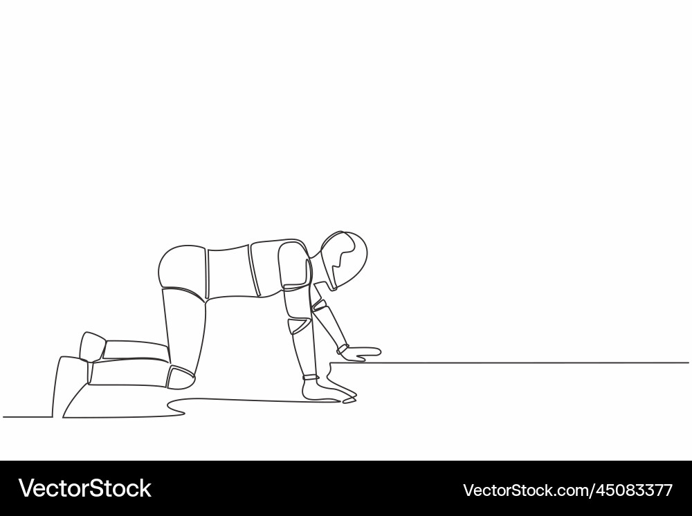 Single continuous line drawing depressed robot Single continuous line drawing depressed robot vector image