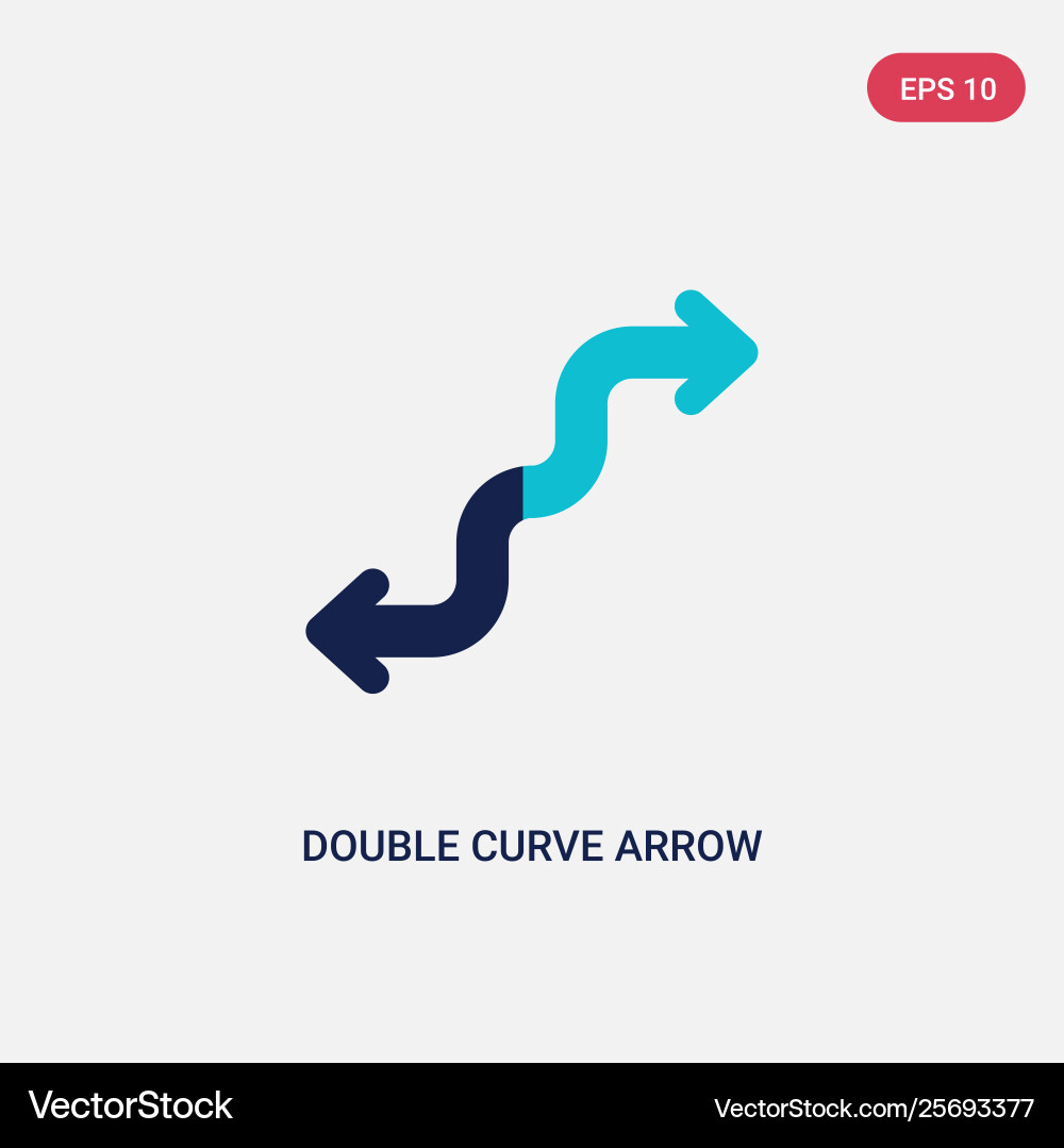 Two color double curve arrow icon from arrows vector image