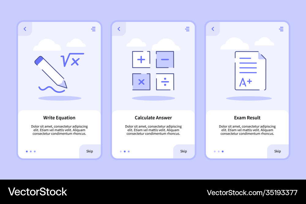 Write equation calculate answer exam result Write equation calculate answer exam result vector image