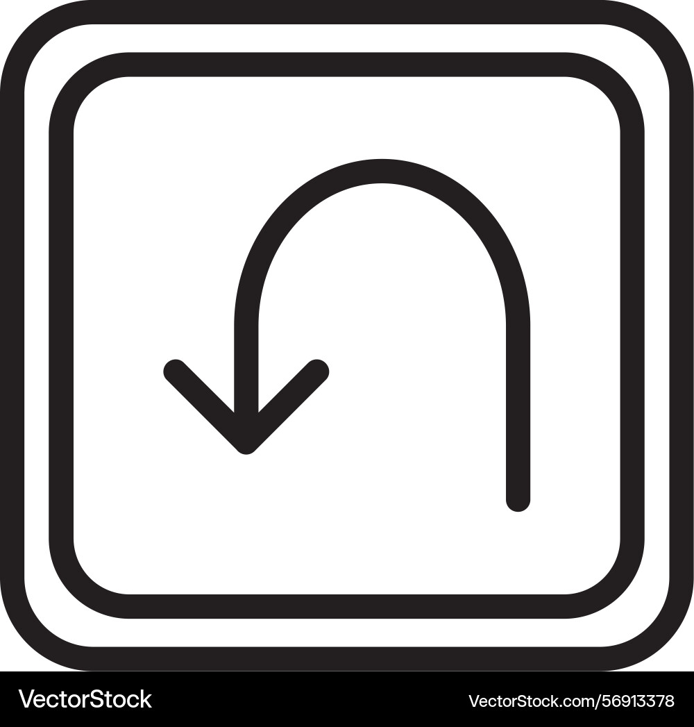 Arrow hook down linear style icon design vector image