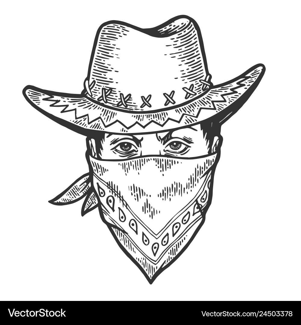 Bandit Mask Sketch - Cowboy Style Vector Image
