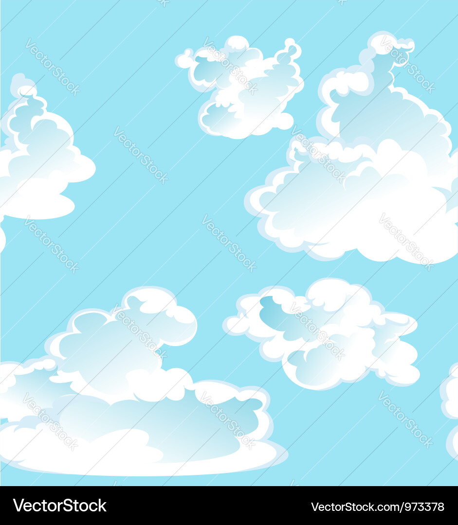Blue Cloudscape Seamless Pattern Vector Image