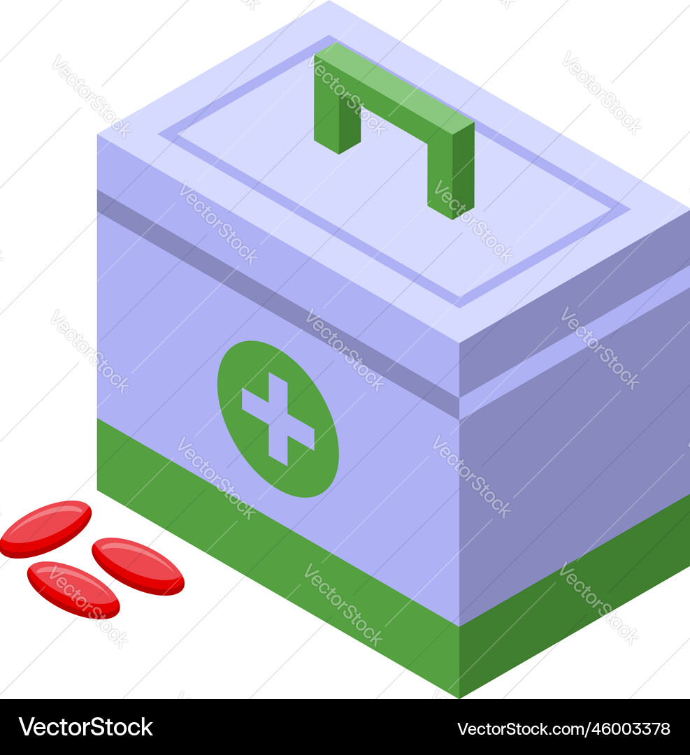 Bomb shelter first aid kit icon isometric Bomb shelter first aid kit icon isometric vector image