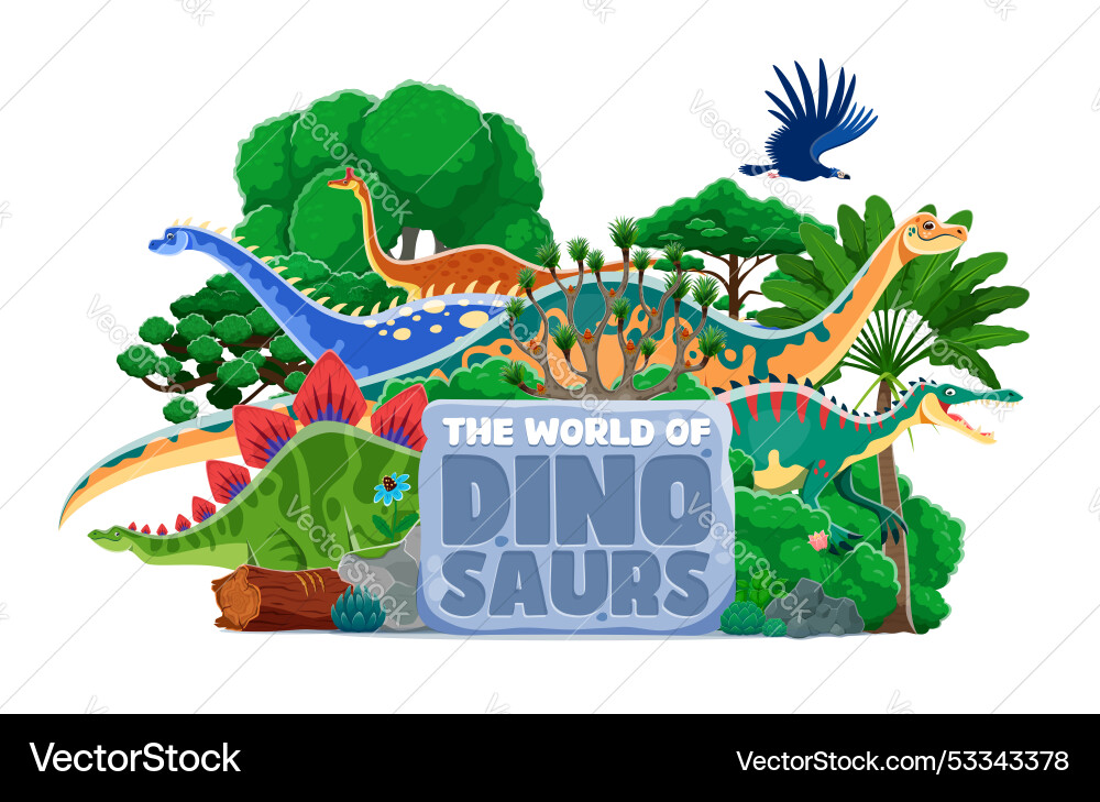 Cartoon prähistorische Dinosaurier für Atlas Buchcover Cartoon prähistorische Dinosaurier für Atlas Buchcover vektorbild