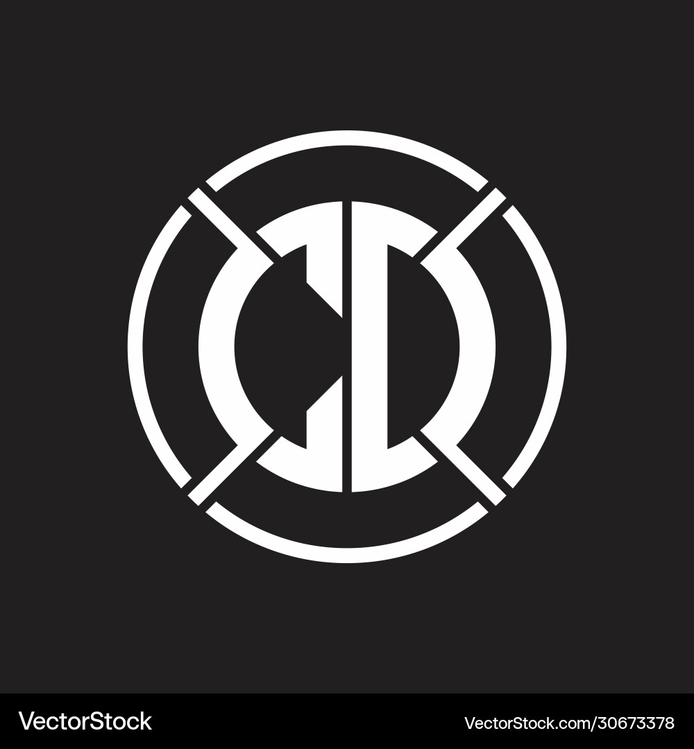 Cd logo monogram with four part circle slash Cd logo monogram with four part circle slash Vector Image