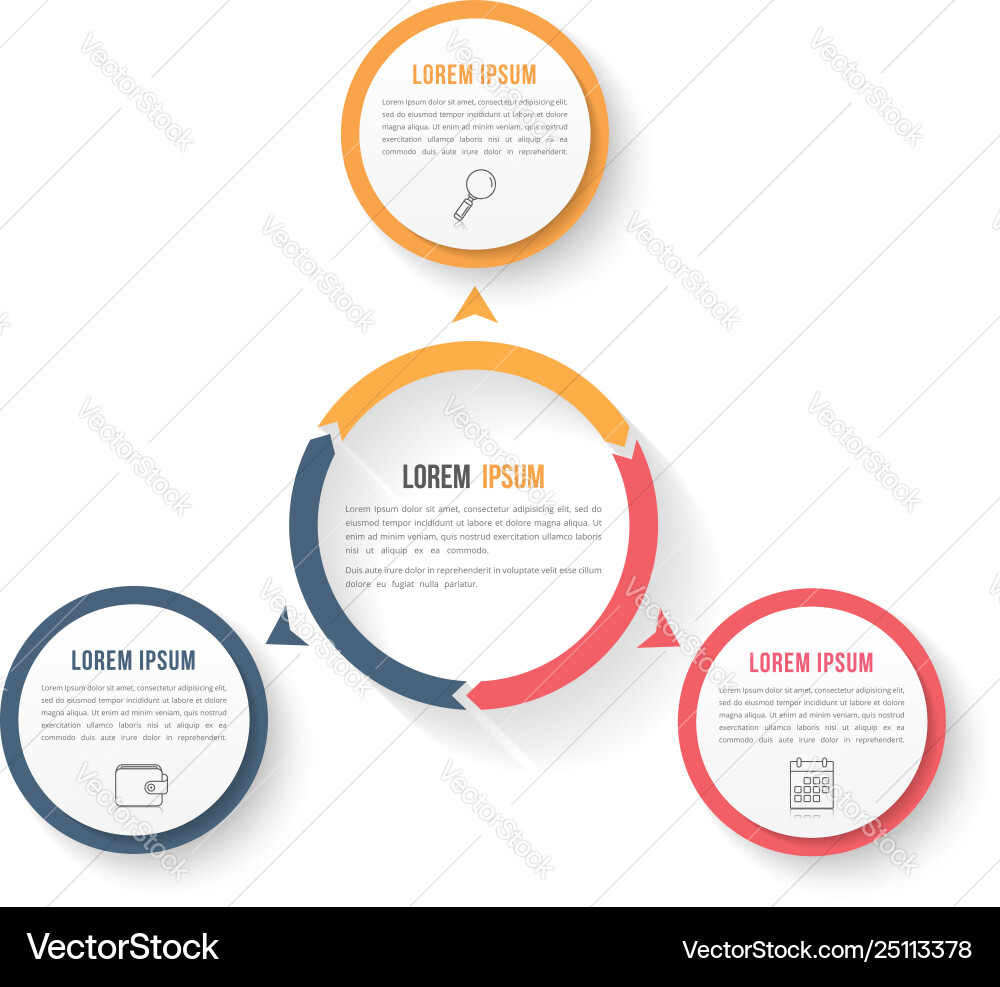Circle infographic template with three elements Circle infographic template with three elements vector image