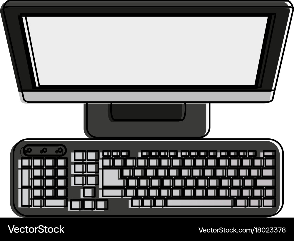 Computer monitor keyboard with blank screen Vector Image