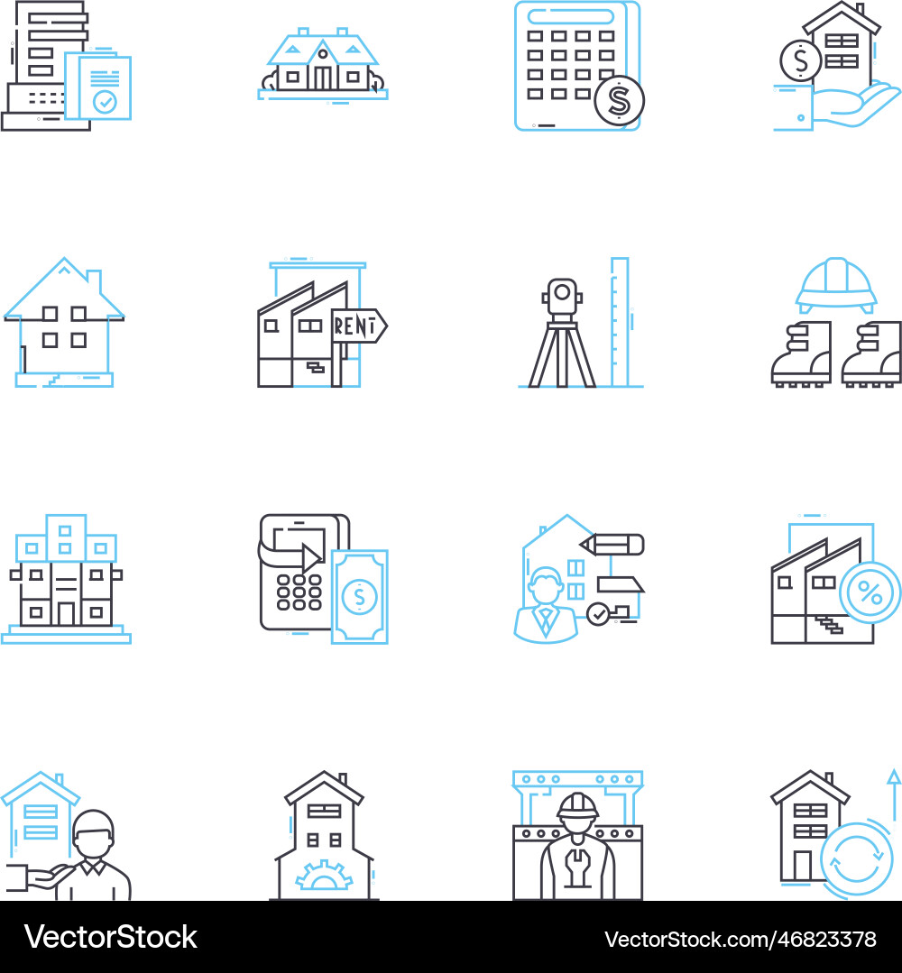 Development linear icons set innovation progress Development linear icons set innovation progress vector image