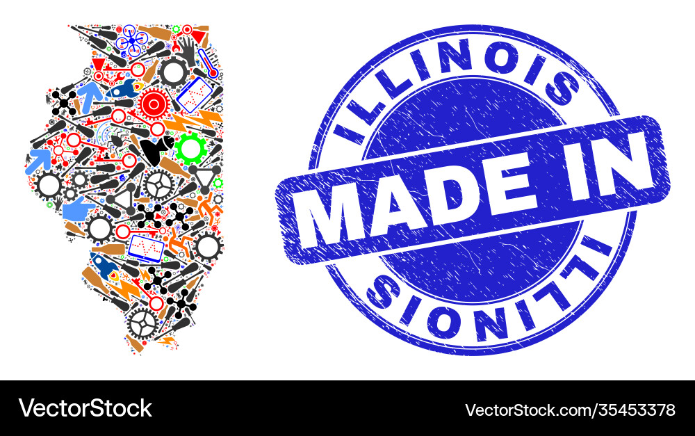 Development mosaic illinois state map and made Development mosaic illinois state map and made vector image