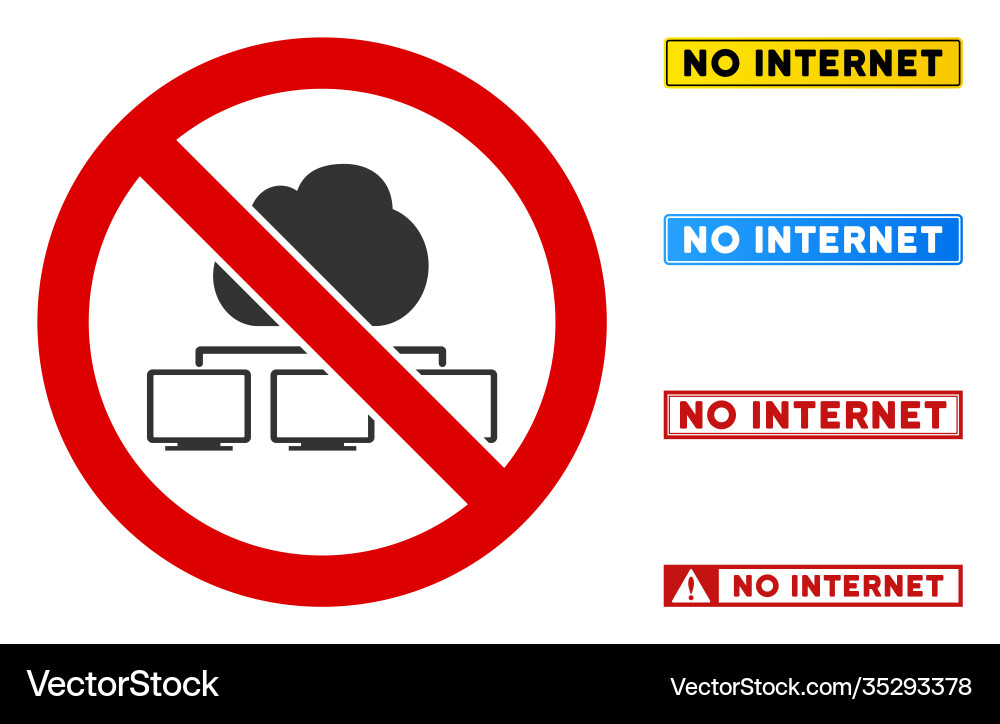 Flat no cloud computers sign with captions Flat no cloud computers sign with captions vector image