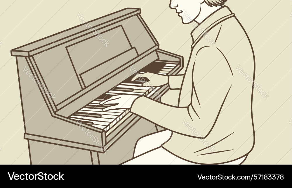 Man playing piano elegant design generative ai vector image