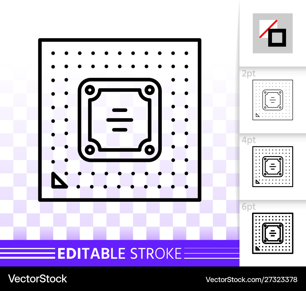 Microchip circuit simple black line icon Vector Image