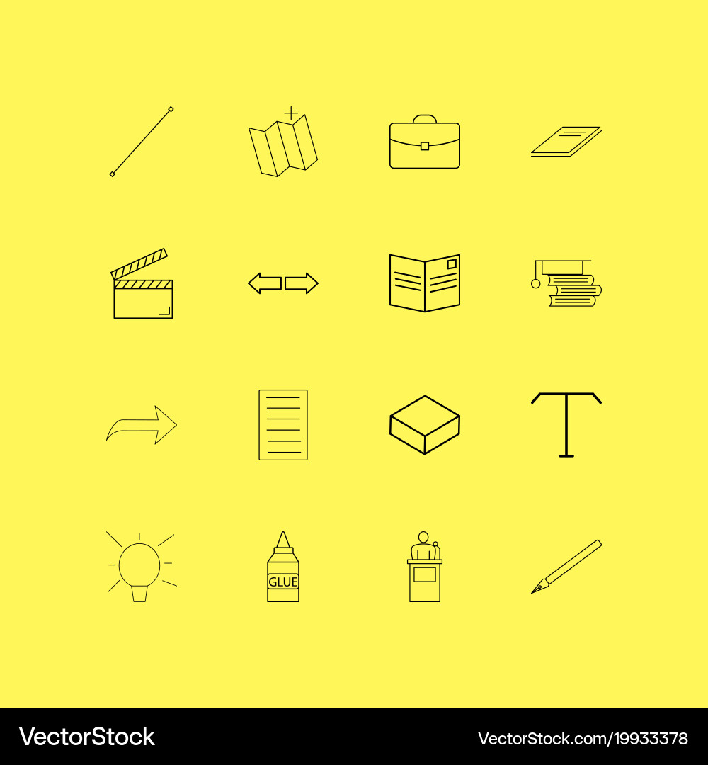 Office linear icon set simple outline icons vector image