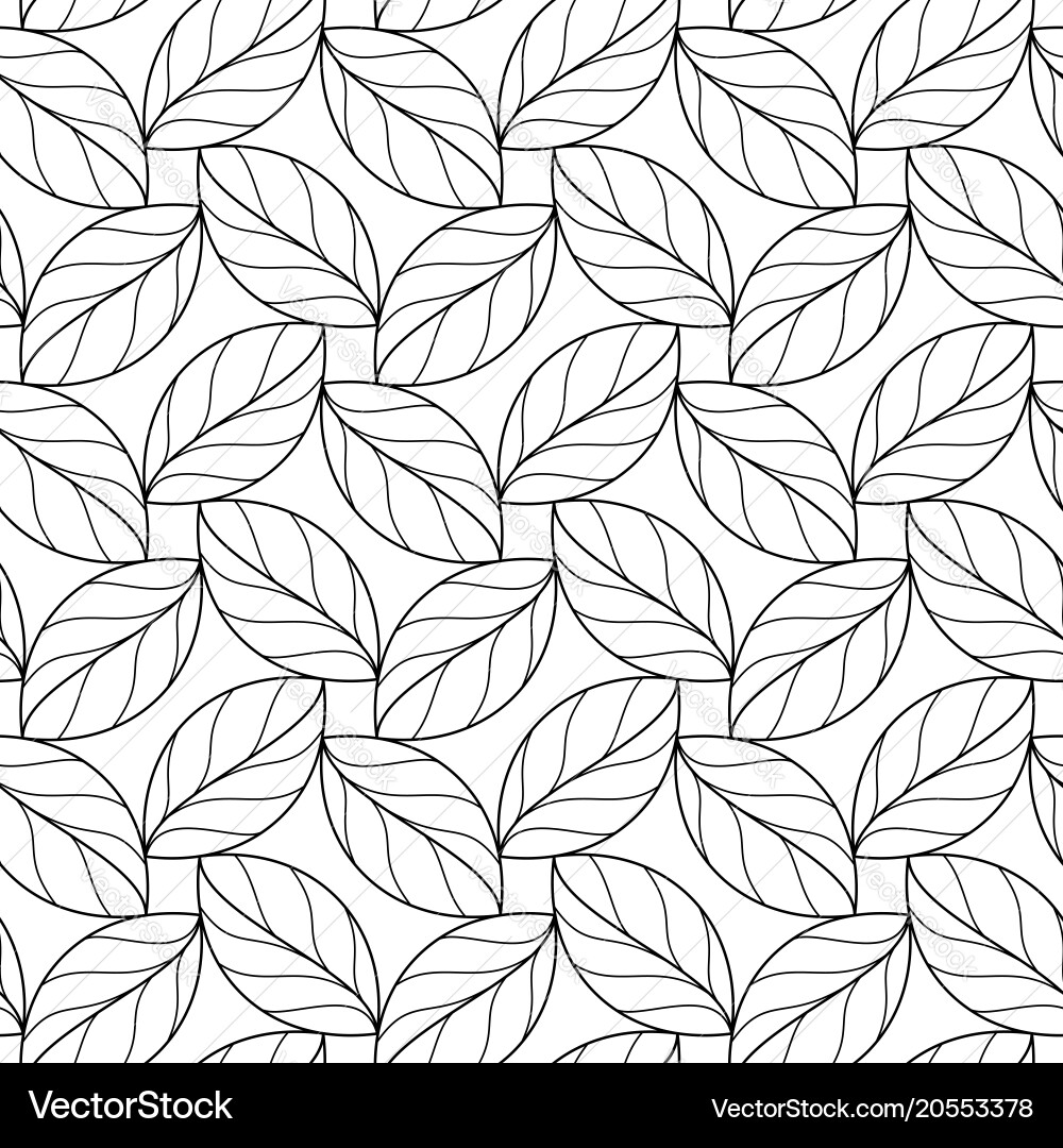 Seamless repeating linear leaves pattern vector image