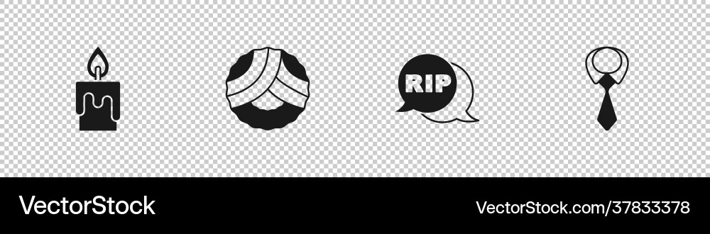 Set burning candle memorial wreath speech bubble Set burning candle memorial wreath speech bubble vector image