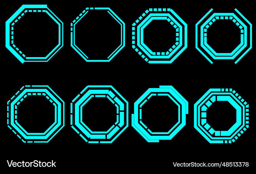 Set of hud octagon modern user interface elements Set of hud octagon modern user interface elements vector image